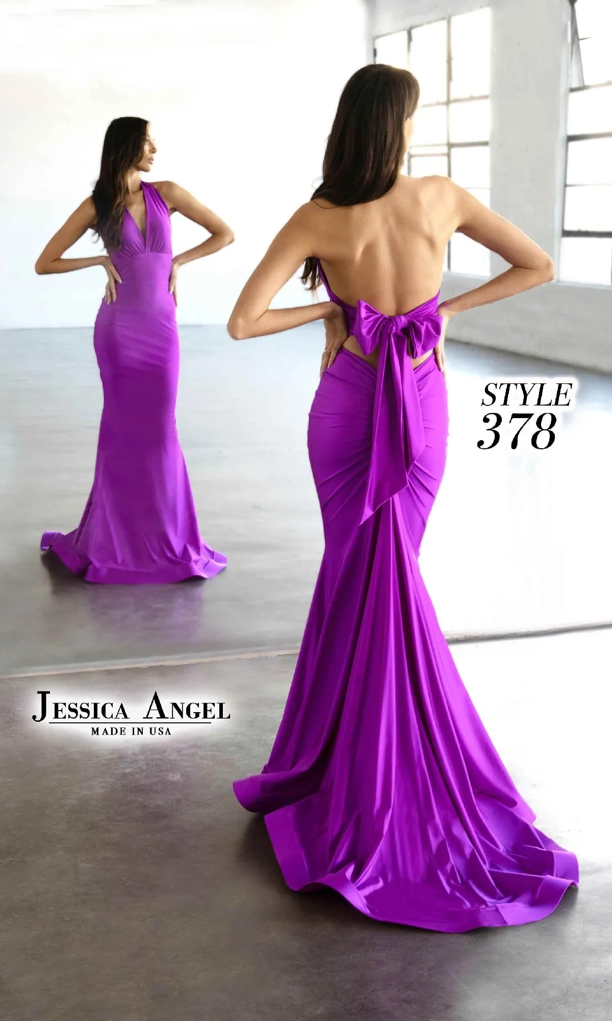 Back Bow Long Halter Prom Dress: Jessica Angel 378 sold by PromGirl product image thumbnail 2
