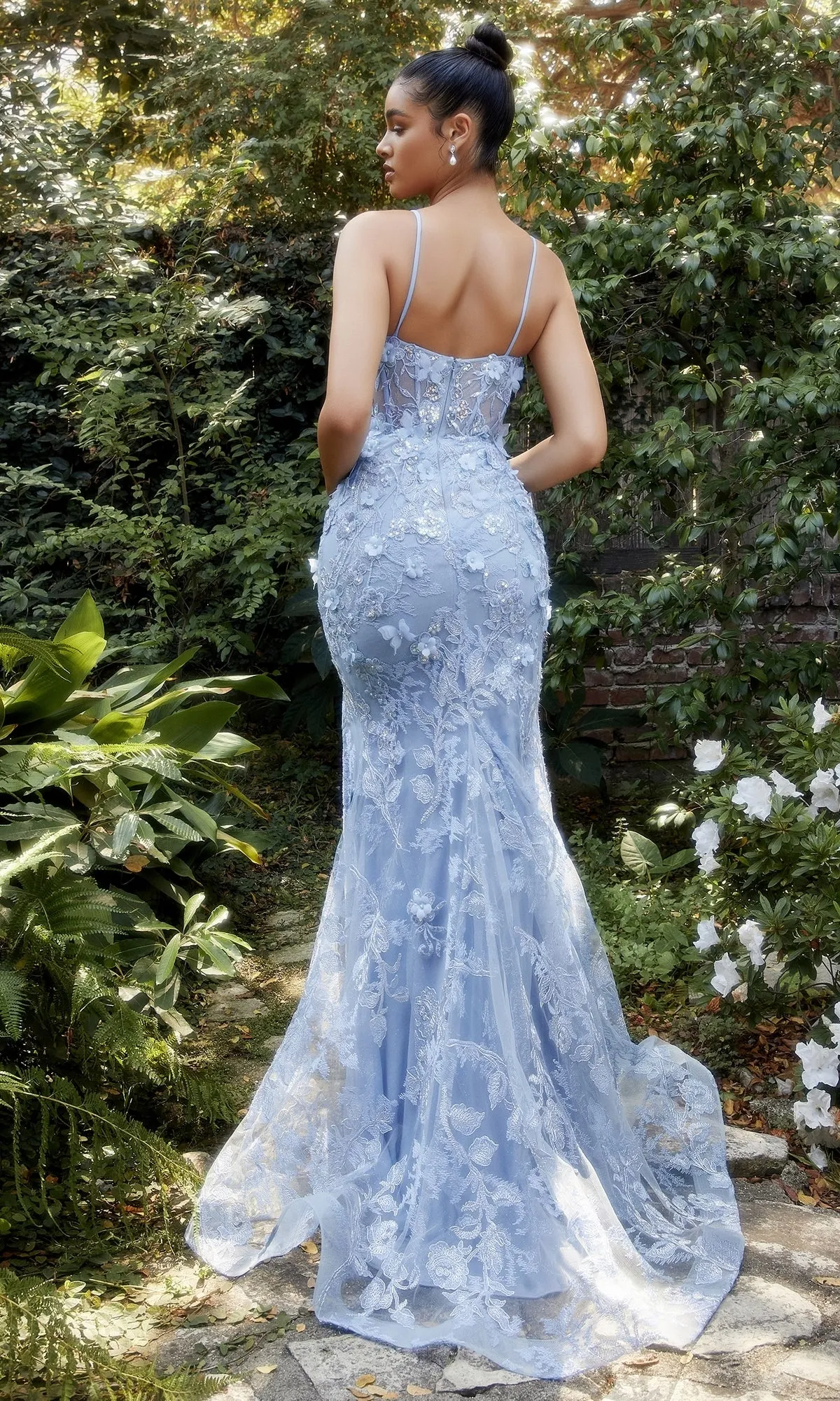Sheer-Corset Long Blue Butterfly Prom Dress A1213 sold by PromGirl product image thumbnail 2