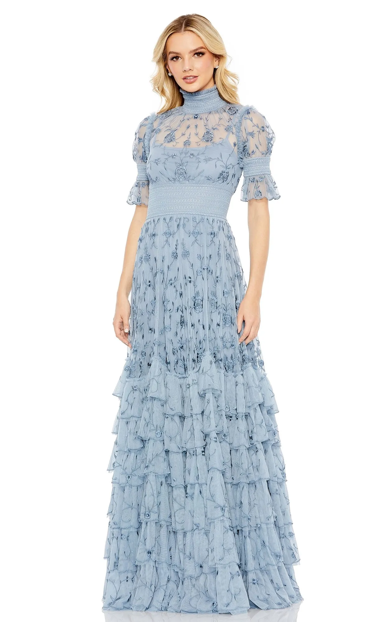 Short Sleeve Long Formal Dress: Mac Duggal 8005 sold by PromGirl