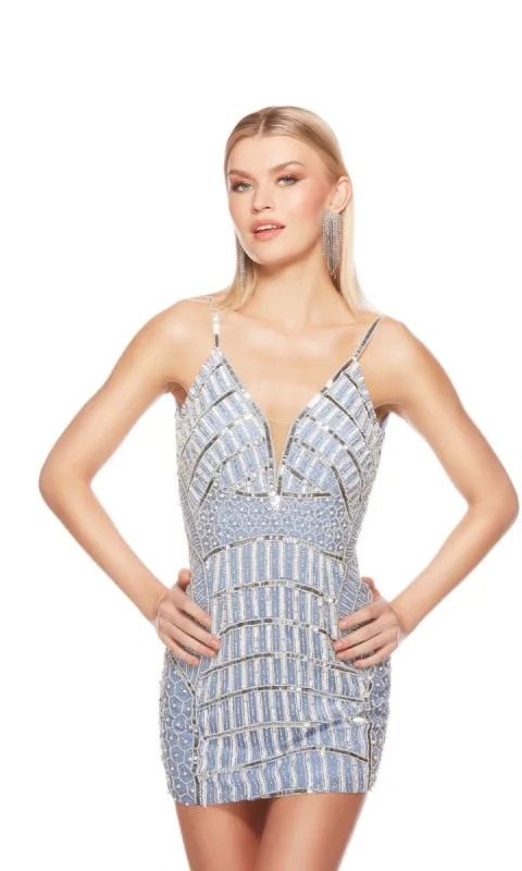 Alyce Two-Tone Beaded Mini Homecoming Dress 84007 sold by PromGirl