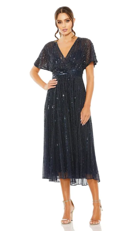 Short Sequin Wedding-Guest Dress: Mac Duggal 14007 sold by PromGirl
