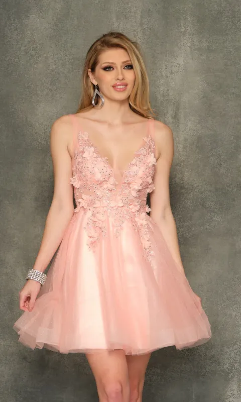 Sheer-Bodice Short Homecoming Dress sold by PromGirl