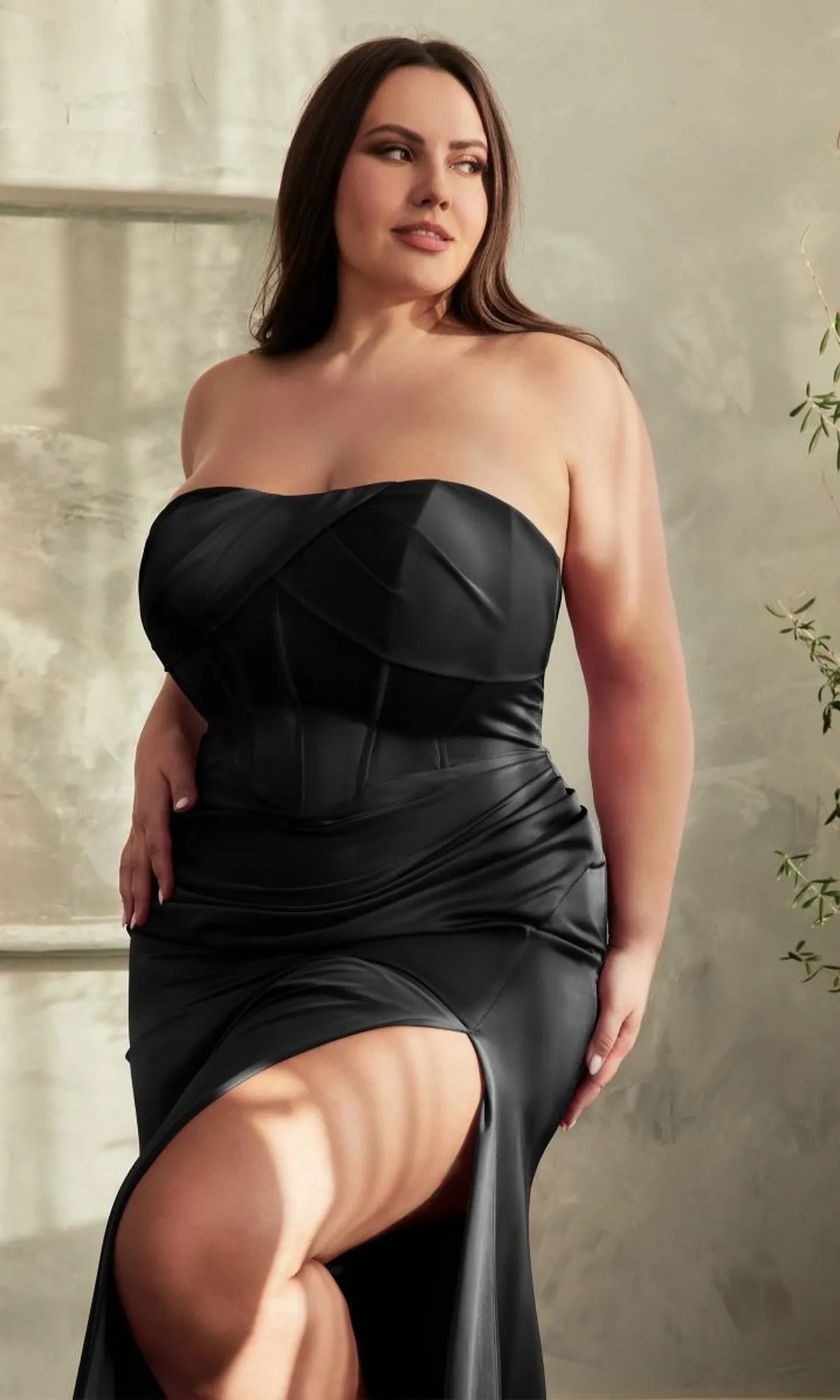 Lace-Up Plus-Size Strapless Long Prom Dress CD326C sold by PromGirl product image thumbnail 3