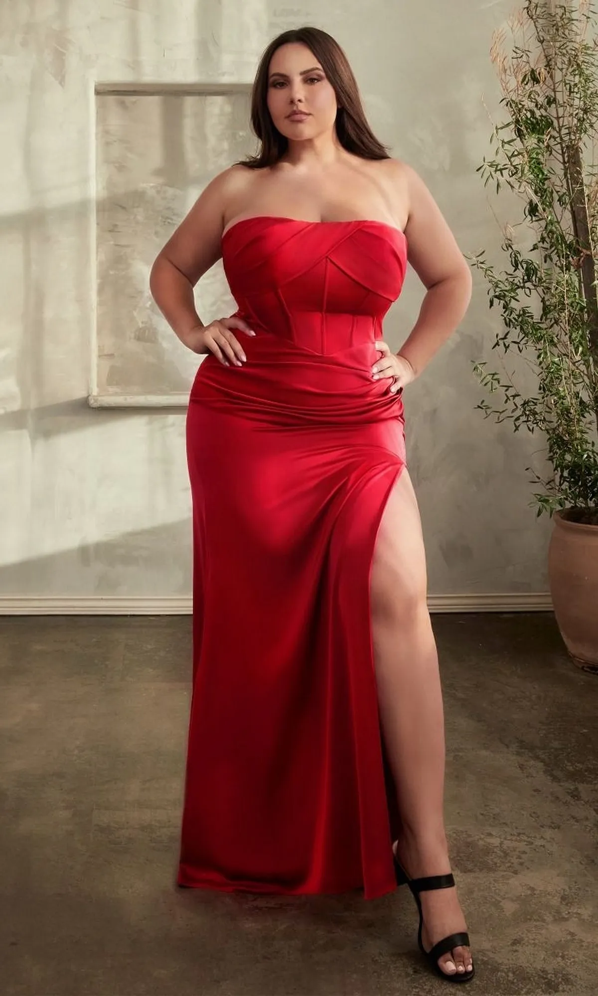 Lace-Up Plus-Size Strapless Long Prom Dress CD326C sold by PromGirl product image thumbnail 4