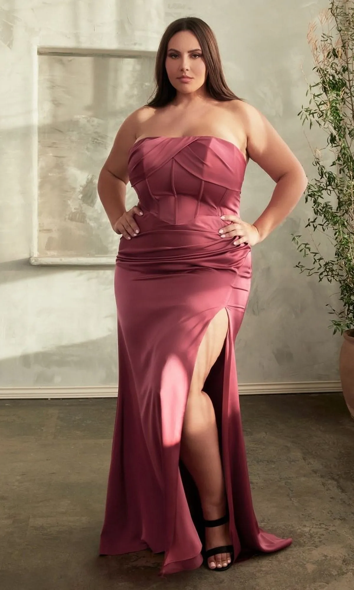 Lace-Up Plus-Size Strapless Long Prom Dress CD326C sold by PromGirl
