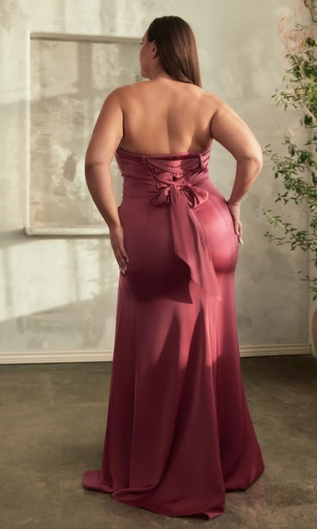Lace-Up Plus-Size Strapless Long Prom Dress CD326C sold by PromGirl product image thumbnail 2