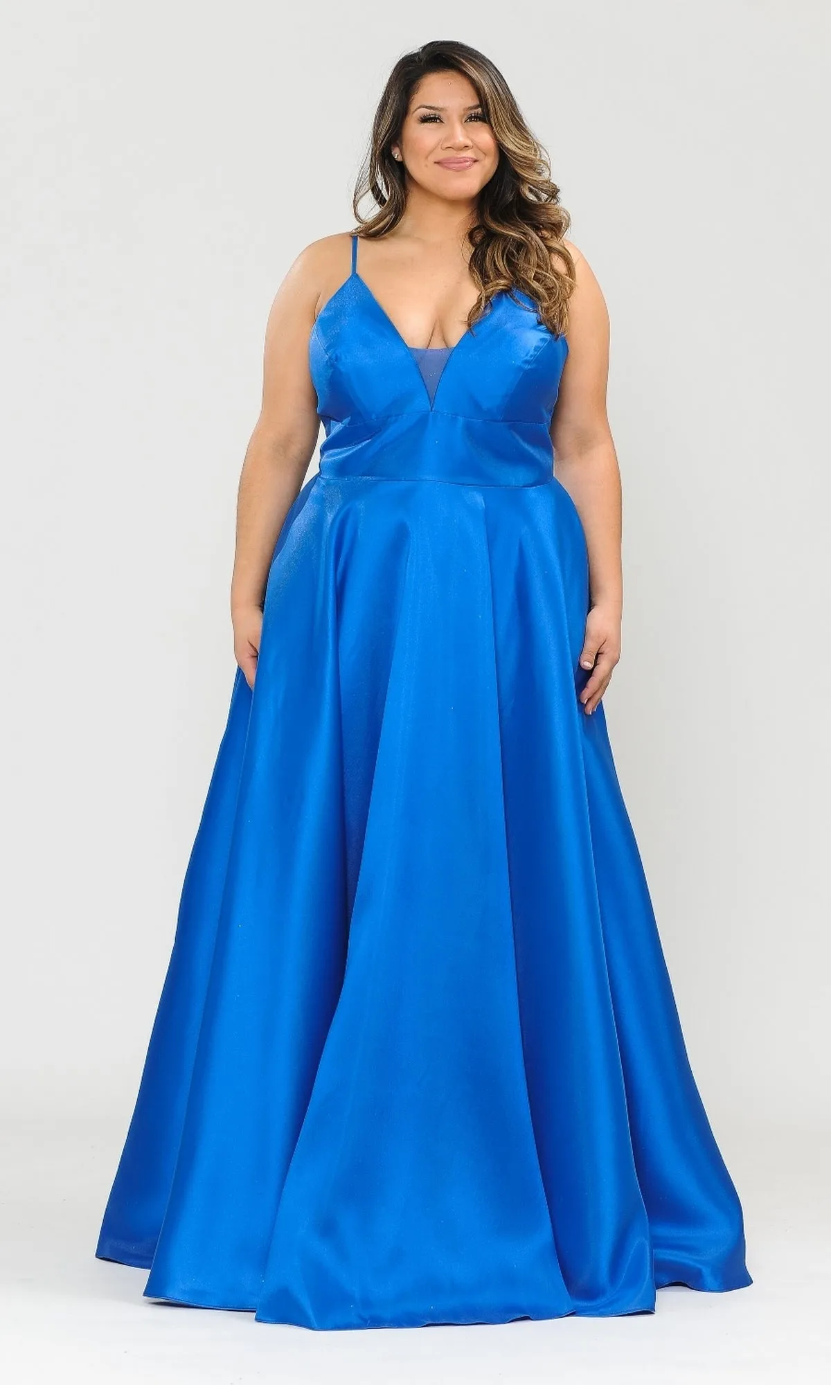 Plus-Size Long Corset Prom Dress with Pockets W1070 sold by PromGirl product image thumbnail 5
