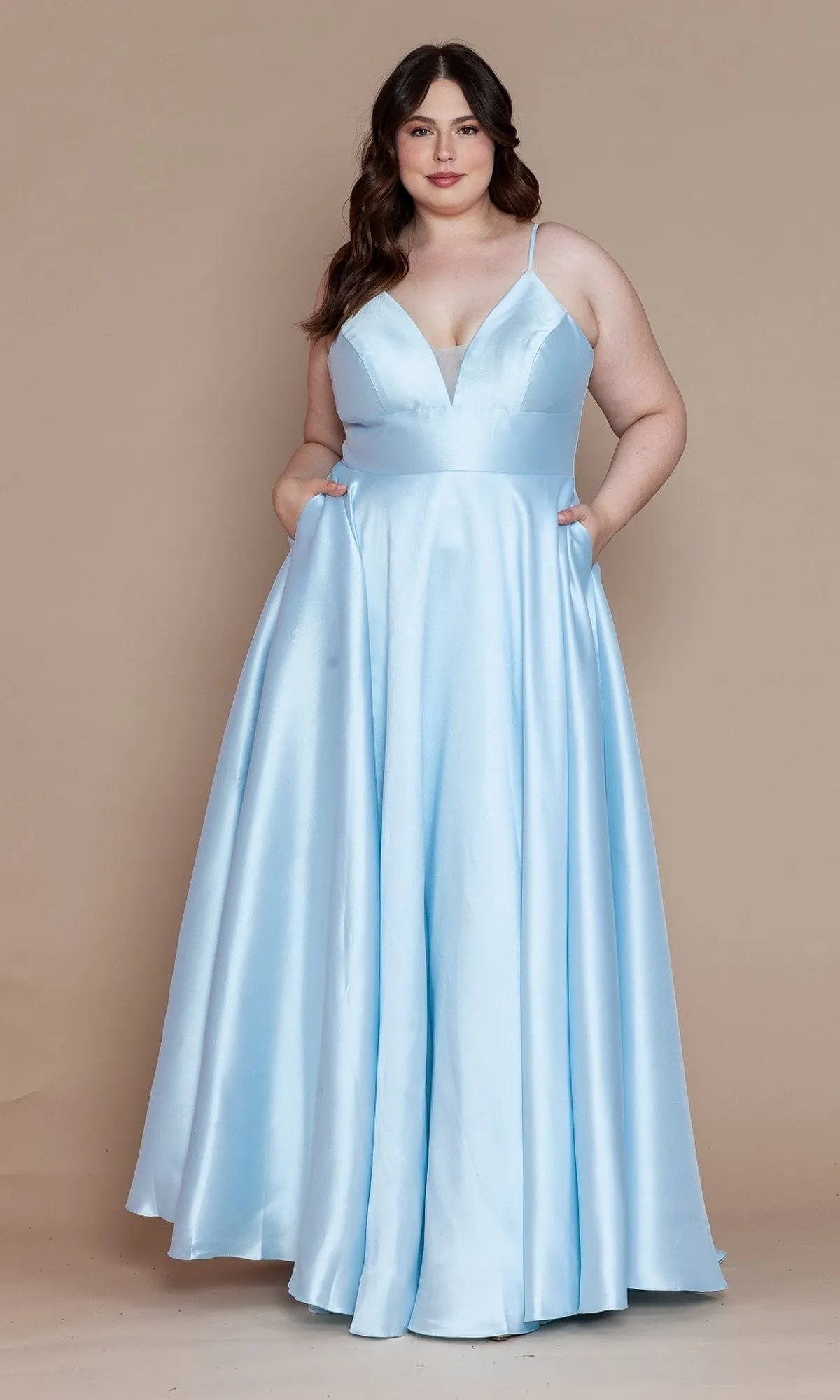 Plus-Size Long Corset Prom Dress with Pockets W1070 sold by PromGirl