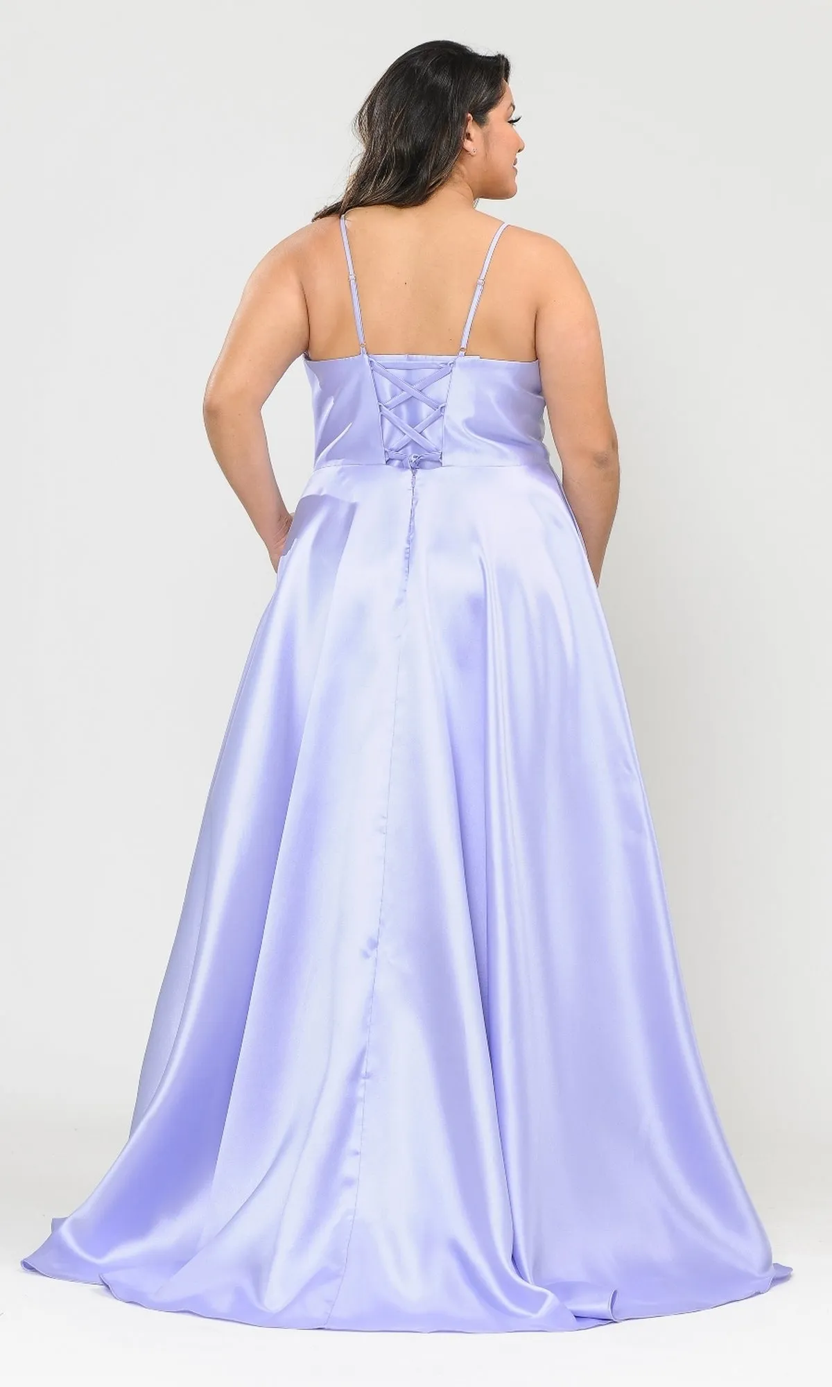 Plus-Size Long Corset Prom Dress with Pockets W1070 sold by PromGirl product image thumbnail 2