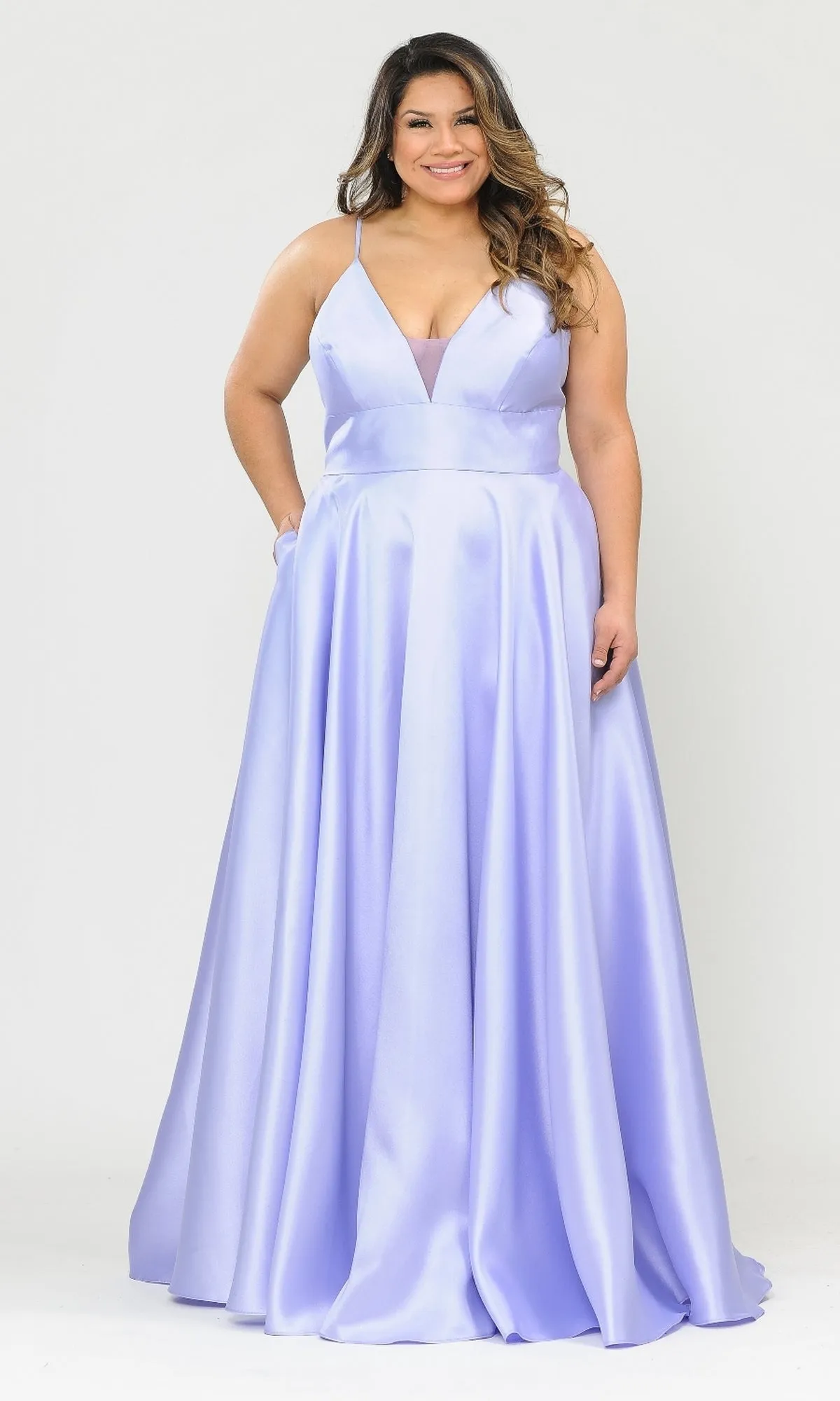 Plus-Size Long Corset Prom Dress with Pockets W1070 sold by PromGirl product image thumbnail 3