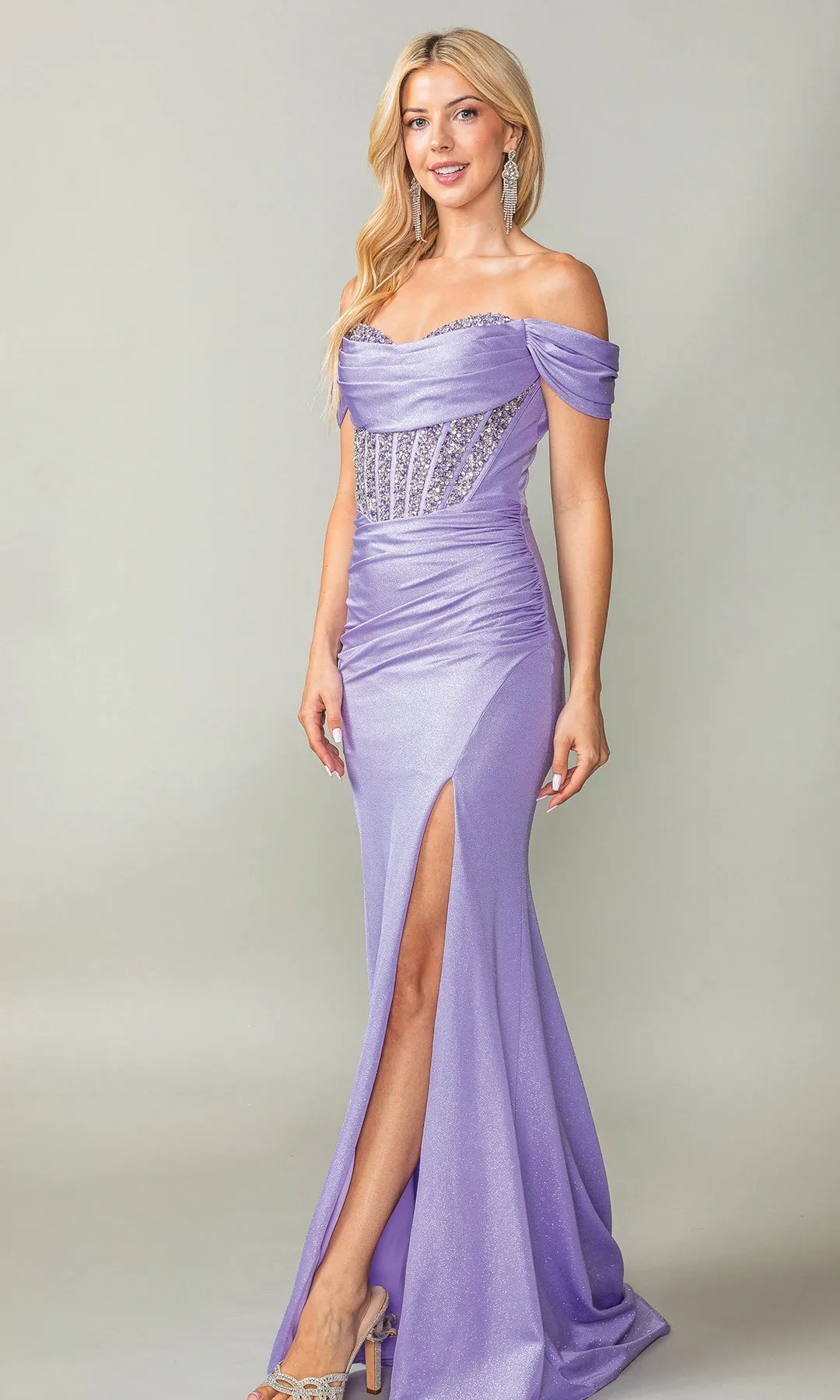 Off-Shoulder Long Prom Dress: Dancing Queen 4386 sold by PromGirl