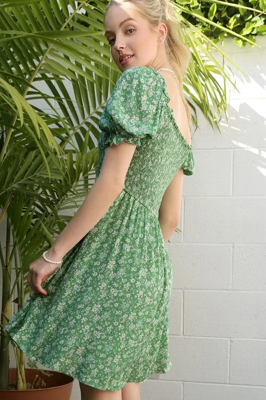 Short Sleeve Green Floral Casual Dress FGDR22L003 sold by PromGirl product image thumbnail 2