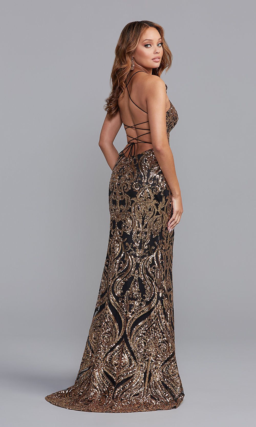 Sequin Long Strappy-Back Prom Dress by PromGirl sold by PromGirl product image thumbnail 2