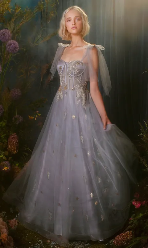 Shoulder-Bow Long Corset Prom Ball Gown A0824 sold by PromGirl