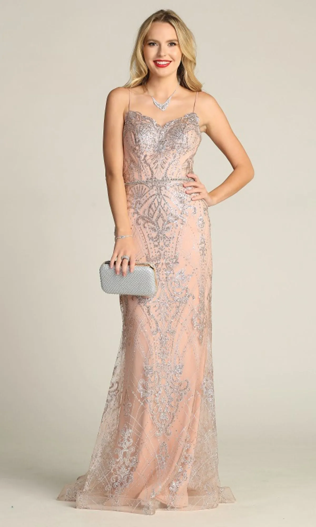 Lace-Up Long Glitter Prom Dress: Chicas CHF3053 sold by PromGirl product image thumbnail 4