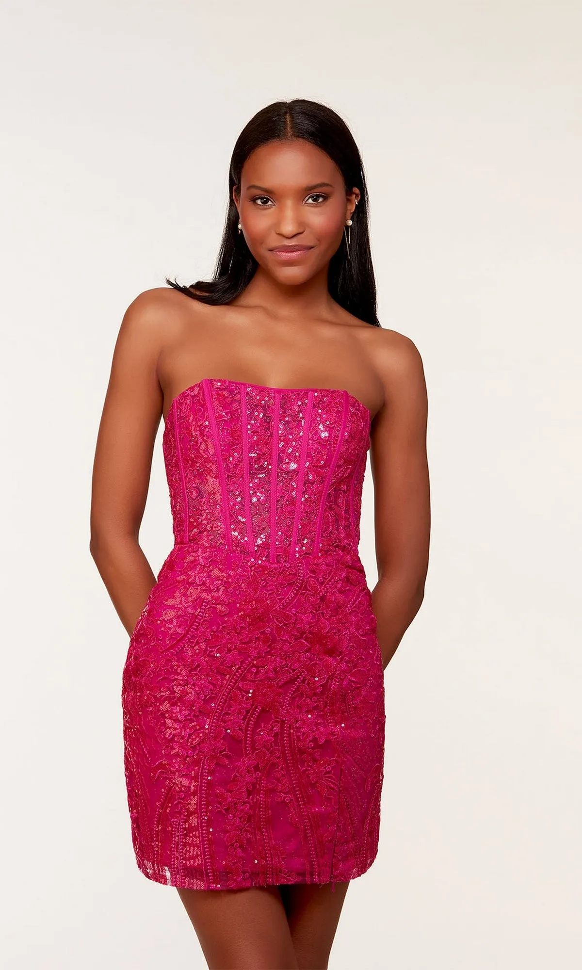 Strapless Short Beaded Corset Homecoming Dress 4616 sold by PromGirl product image thumbnail 4