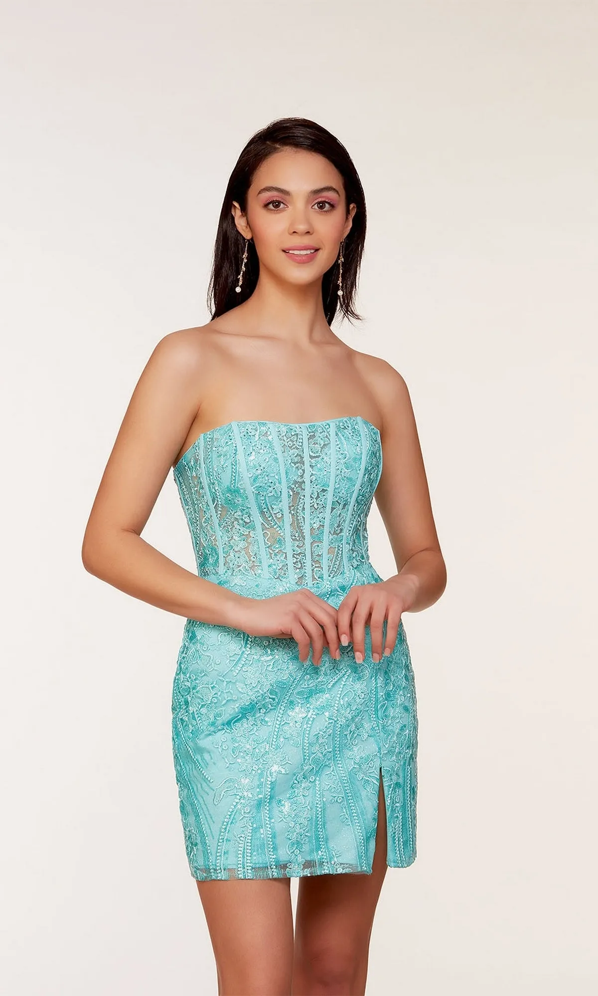 Strapless Short Beaded Corset Homecoming Dress 4616 sold by PromGirl product image thumbnail 3