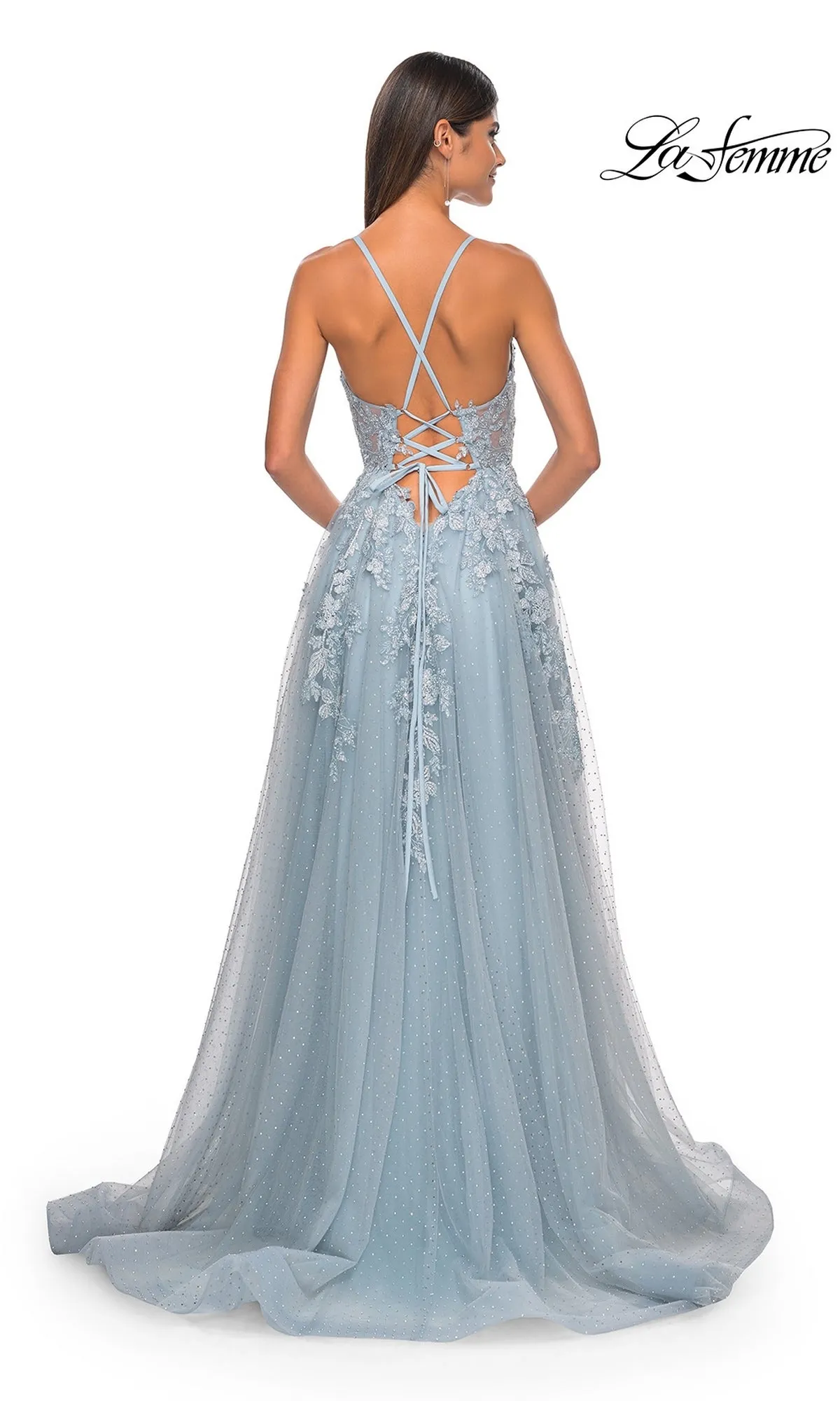La Femme Lace-Embroidered Long Prom Dress 32147 sold by PromGirl product image thumbnail 2