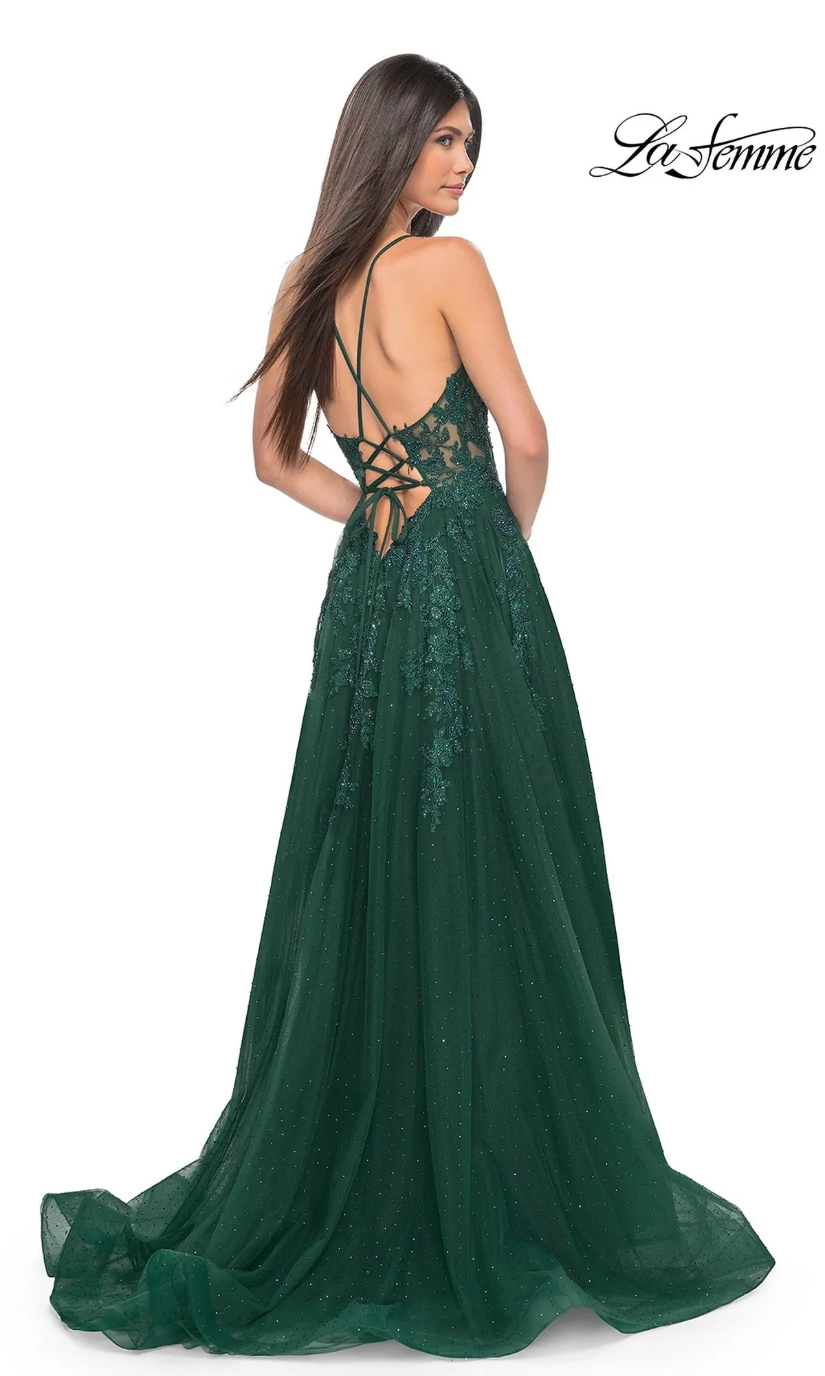 La Femme Lace-Embroidered Long Prom Dress 32147 sold by PromGirl product image thumbnail 3
