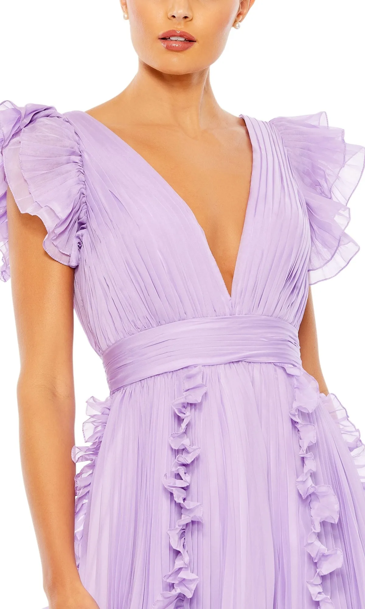 Mac Duggal Ruffle-Sleeve Long Formal Dress 49539 sold by PromGirl product image thumbnail 5