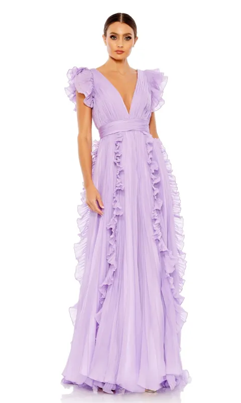 Mac Duggal Ruffle-Sleeve Long Formal Dress 49539 sold by PromGirl