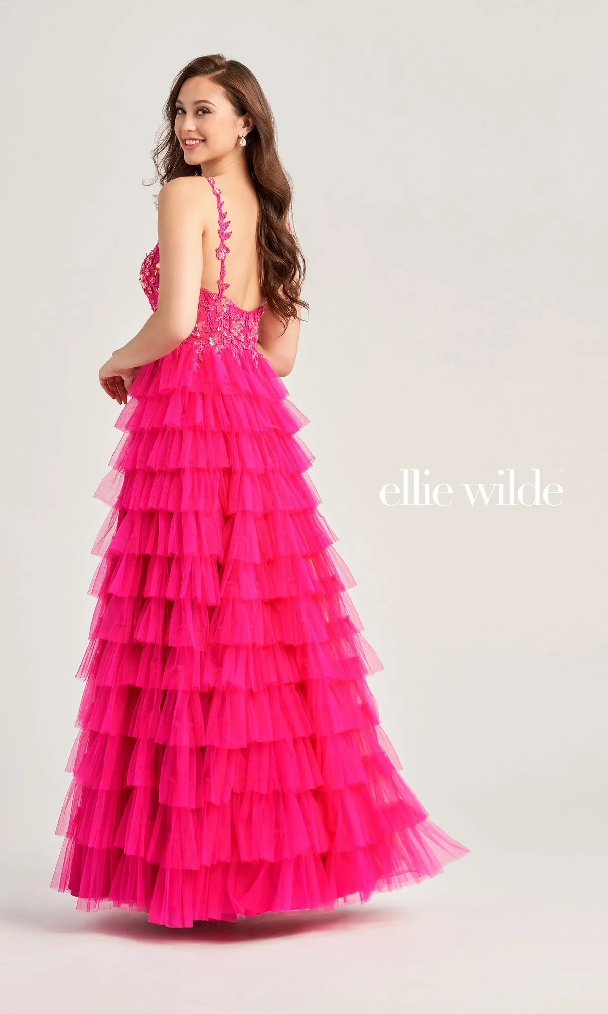 Tiered Ellie Wilde EW35059 Designer Ball Gown sold by PromGirl product image thumbnail 2