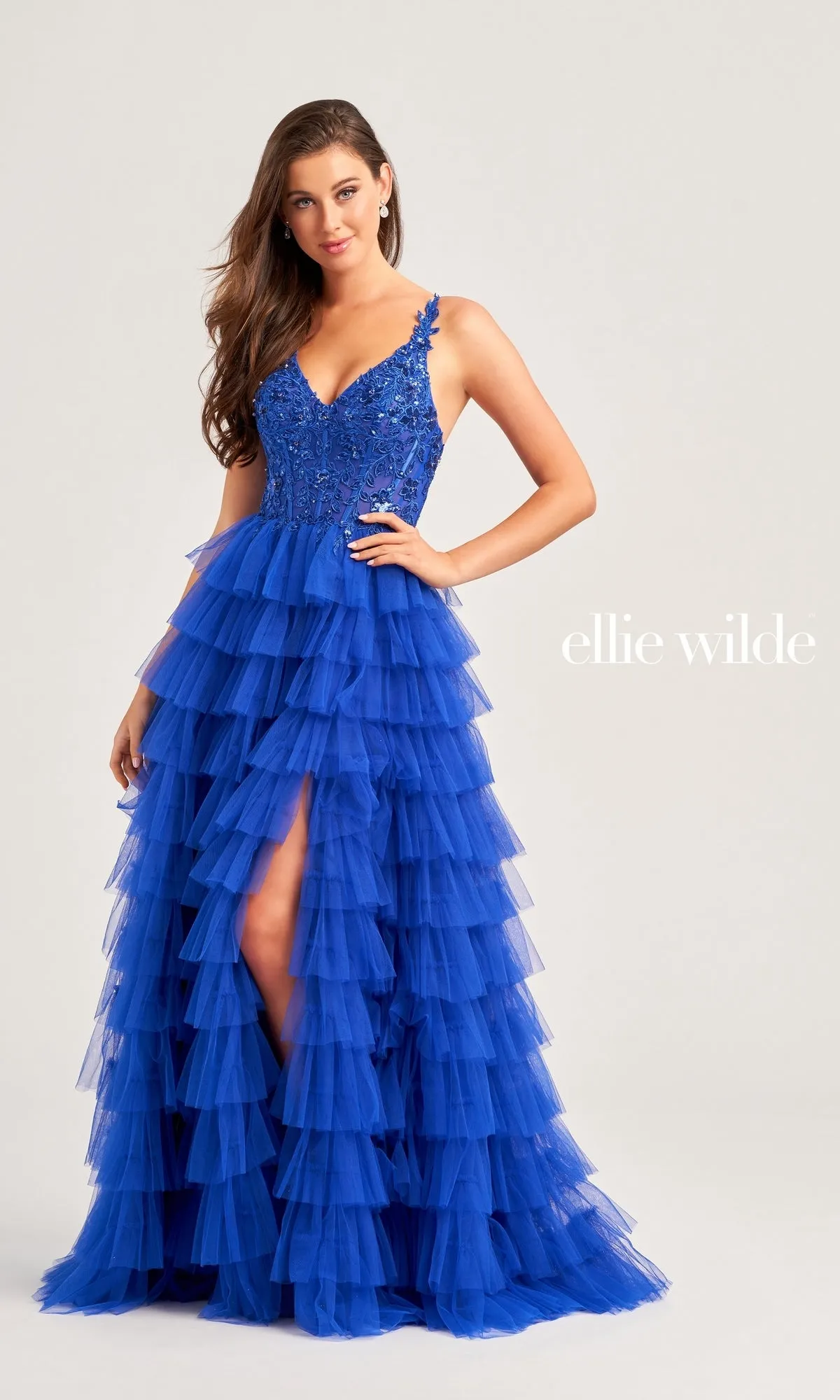 Tiered Ellie Wilde EW35059 Designer Ball Gown sold by PromGirl product image thumbnail 4