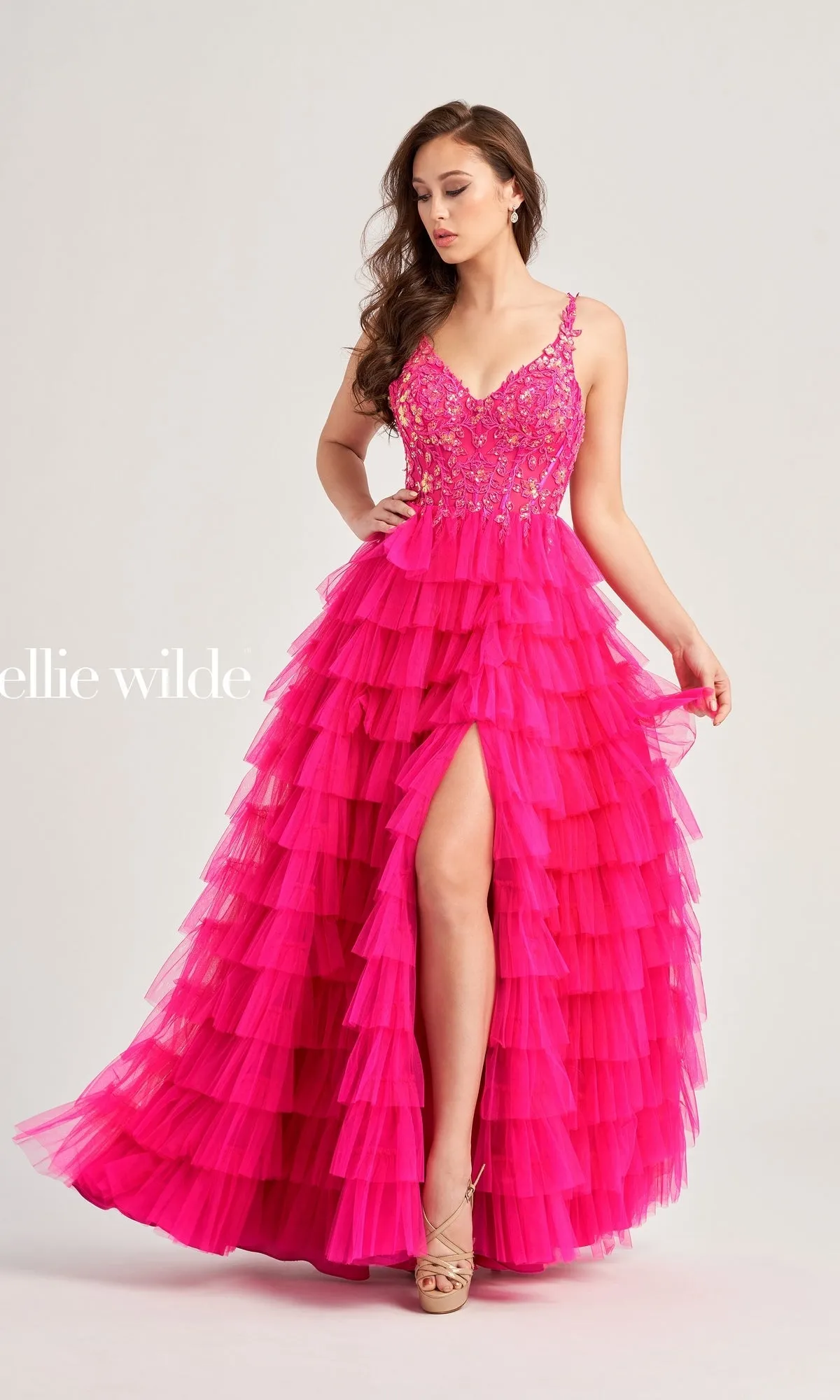 Tiered Ellie Wilde EW35059 Designer Ball Gown sold by PromGirl product image thumbnail 3