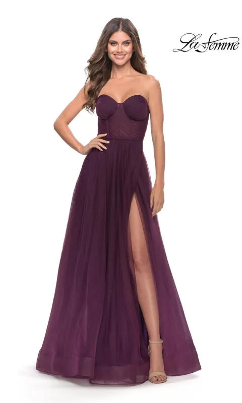 La Femme Strapless Tulle Ball Gown 31205 sold by PromGirl