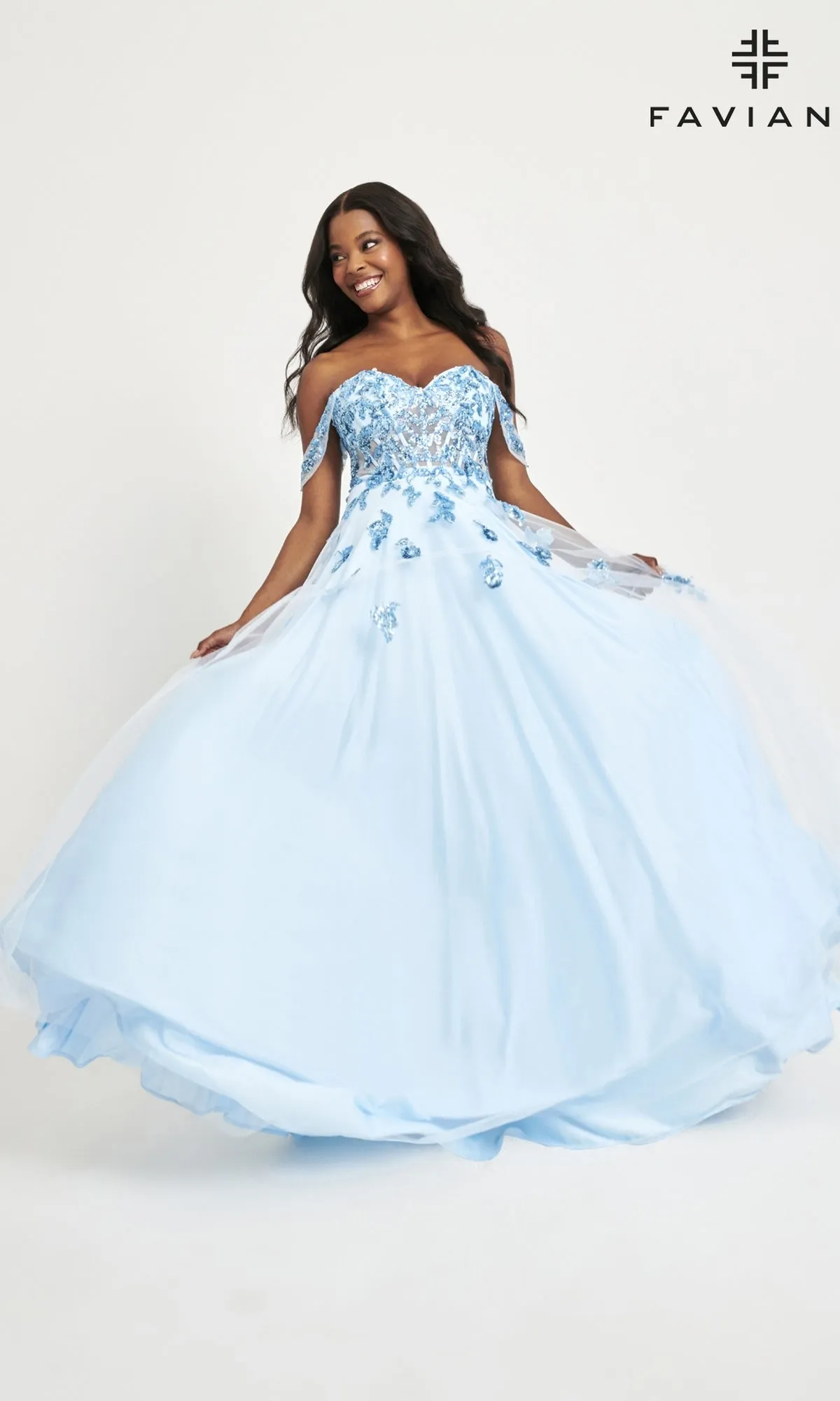 Faviana Off-Shoulder Long A-Line Prom Dress 11059 sold by PromGirl product image thumbnail 5