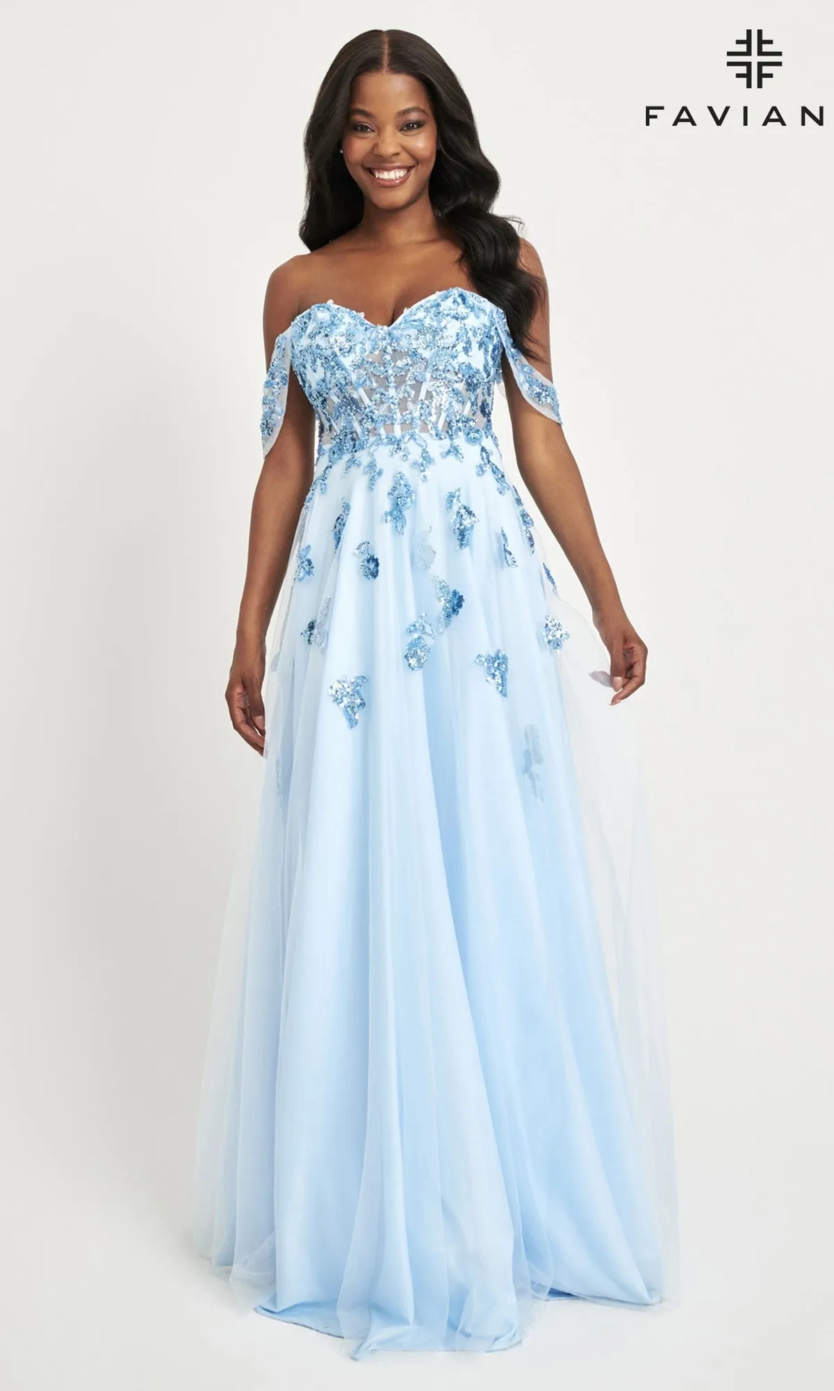 Faviana Off-Shoulder Long A-Line Prom Dress 11059 sold by PromGirl product image thumbnail 4