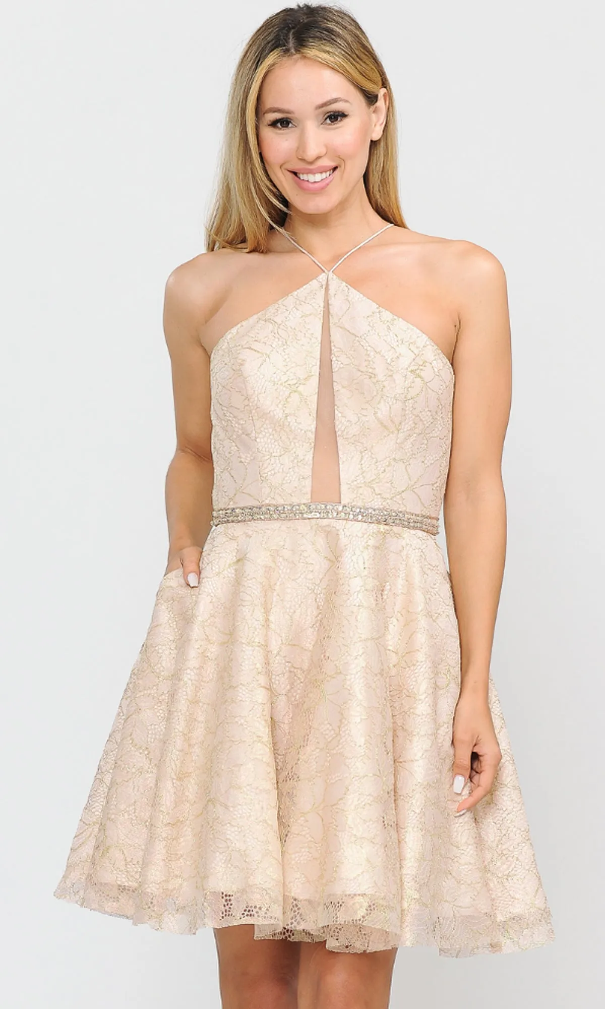 Glitter-Mesh Short A-Line Homecoming Dress 8506 sold by PromGirl product image thumbnail 3