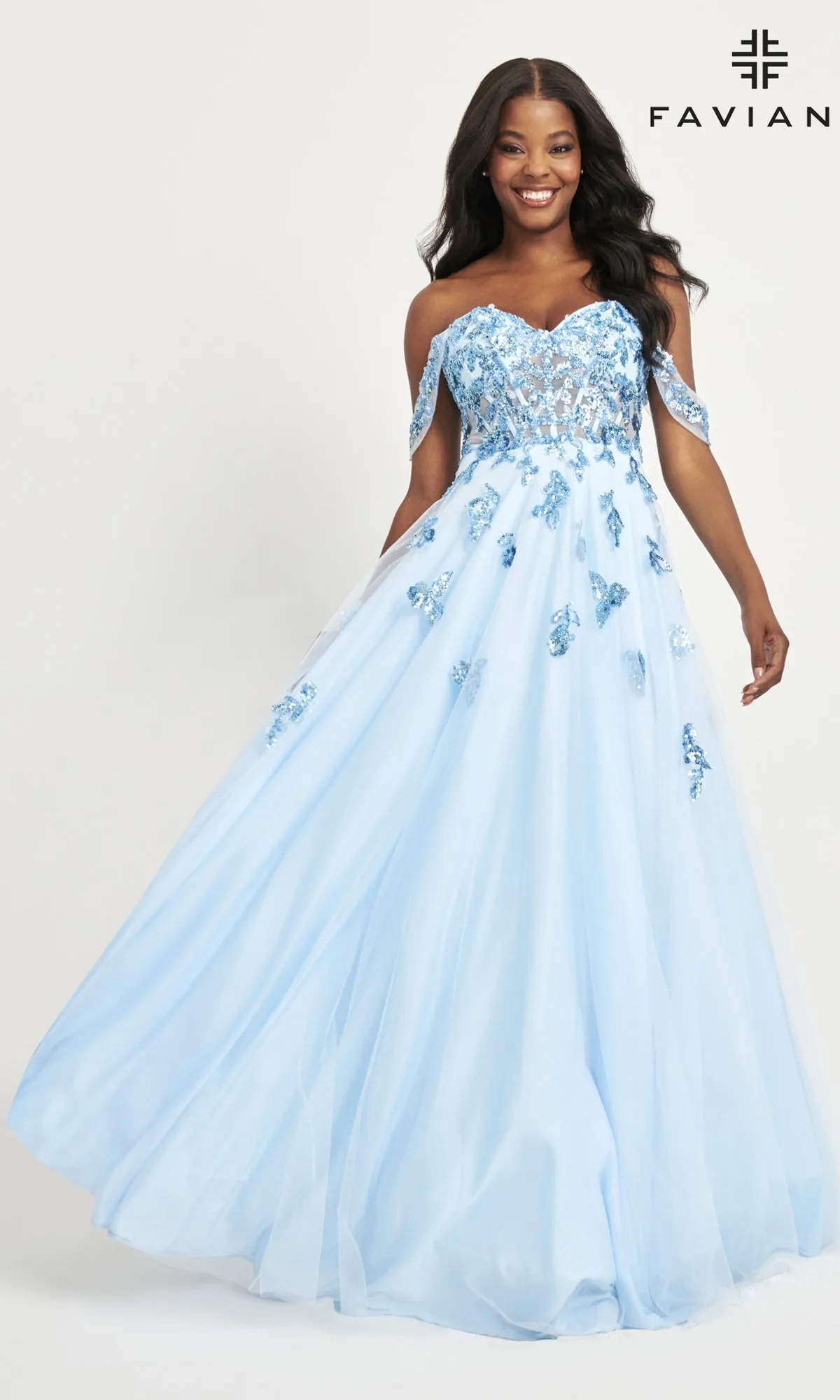 Faviana Off-Shoulder Long A-Line Prom Dress 11059 sold by PromGirl product image thumbnail 3
