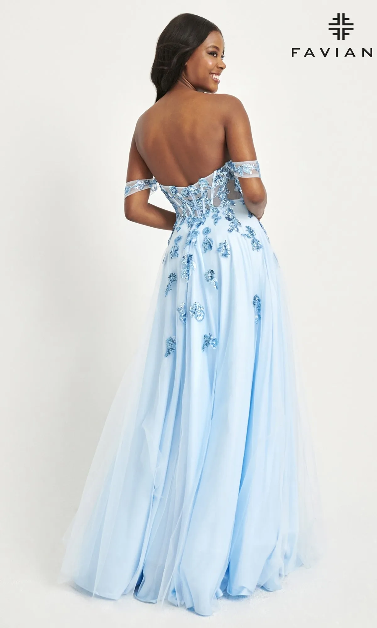 Faviana Off-Shoulder Long A-Line Prom Dress 11059 sold by PromGirl product image thumbnail 2