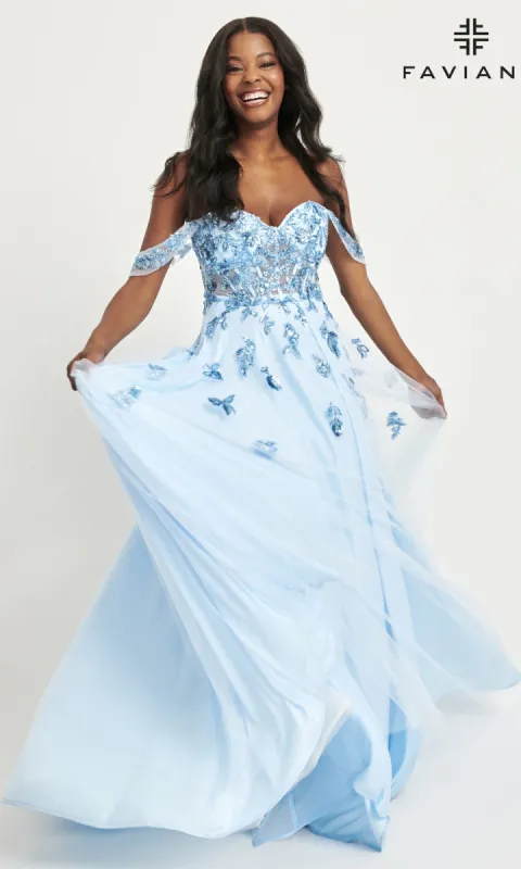 Faviana Off-Shoulder Long A-Line Prom Dress 11059 sold by PromGirl
