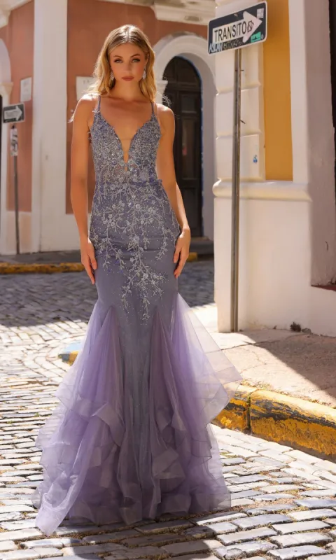 Lace-Up-Back Long Mermaid Prom Dress G1368 sold by PromGirl