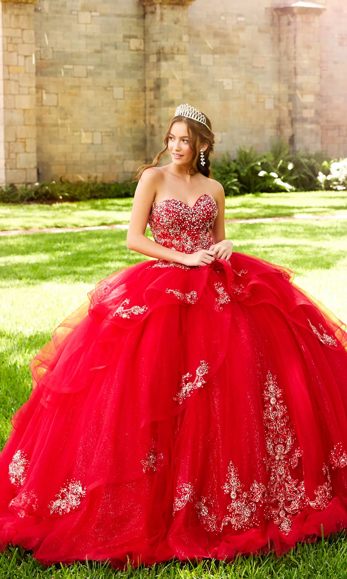 Princesa Beaded Lace Quinceañera Dress PR11923 sold by PromGirl product image thumbnail 4