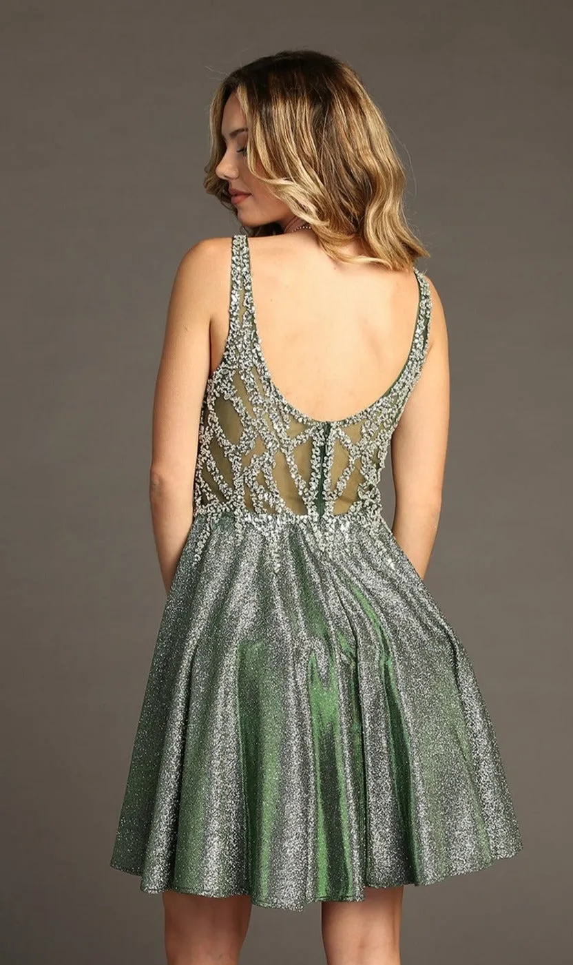 Beaded-Bodice Short Glitter Homecoming Dress J009 sold by PromGirl product image thumbnail 2