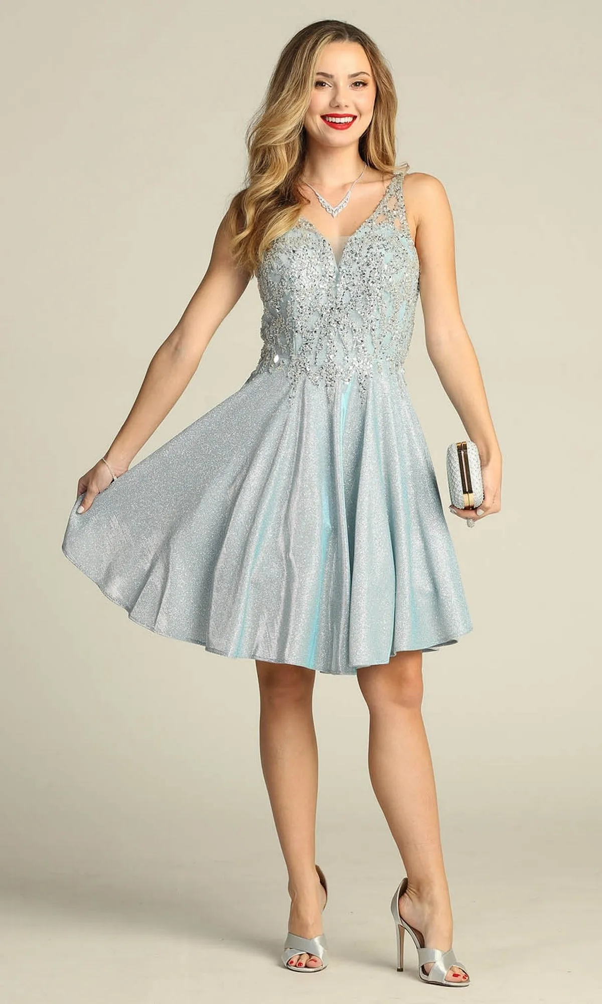Beaded-Bodice Short Glitter Homecoming Dress J009 sold by PromGirl product image thumbnail 5
