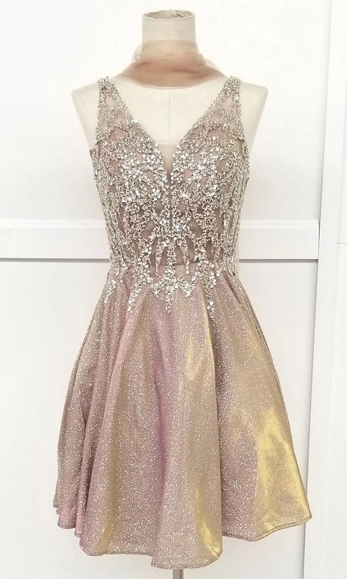 Beaded-Bodice Short Glitter Homecoming Dress J009 sold by PromGirl product image thumbnail 4