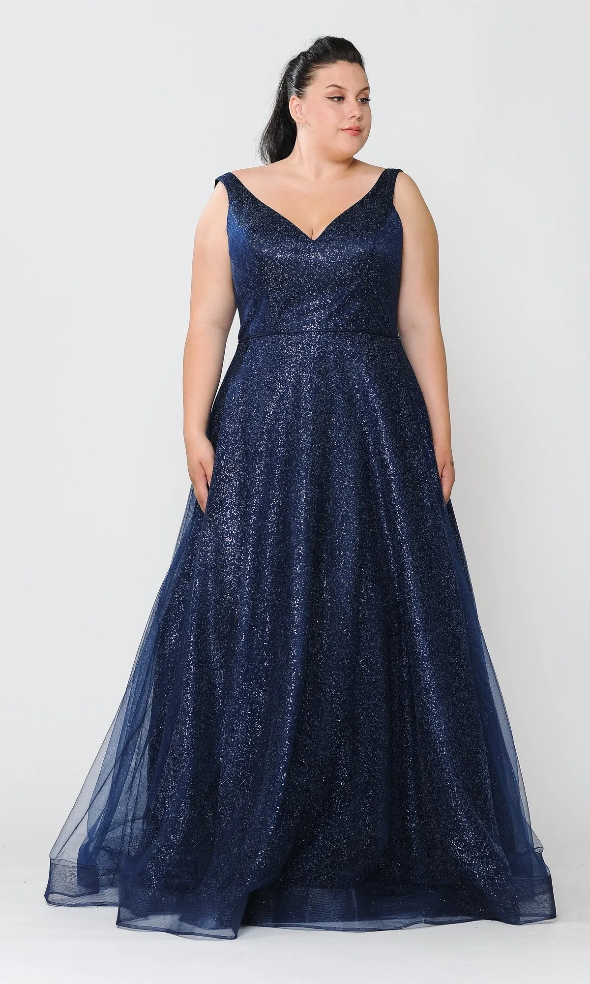 Glitter-Tulle Plus-Size Long Prom Gown W1024 sold by PromGirl product image thumbnail 5