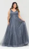 Glitter-Tulle Plus-Size Long Prom Gown W1024 sold by PromGirl