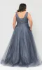 Glitter-Tulle Plus-Size Long Prom Gown W1024 sold by PromGirl