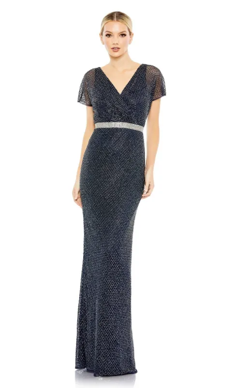 Short Sleeve Beaded Formal Dress: Mac Duggal 93678 sold by PromGirl