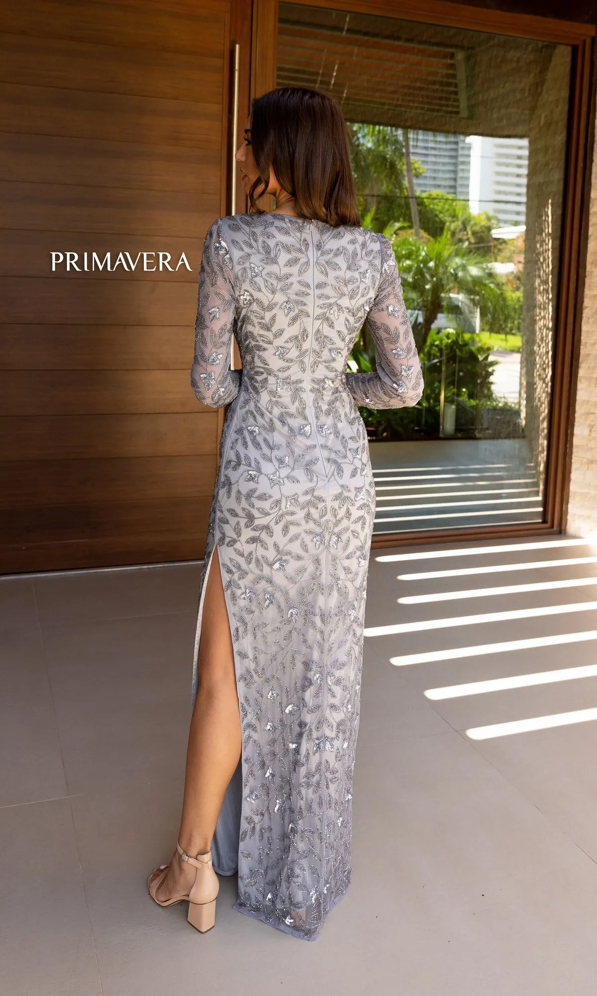 Long Sleeve Beaded Prom Dress: Primavera 13128 sold by PromGirl product image thumbnail 2