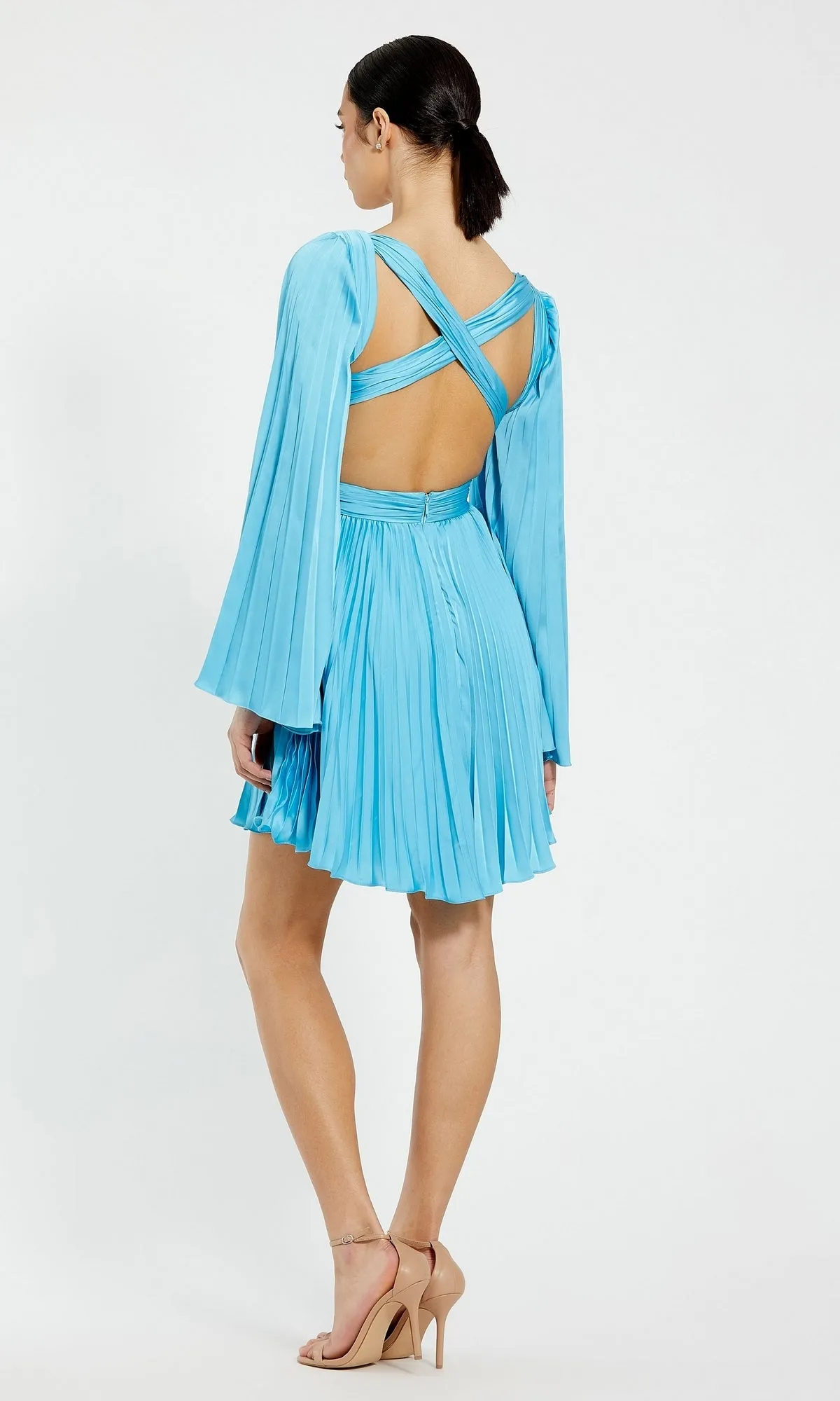 Mac Duggal Long Sleeve Pleated Short Party Dress 27379 sold by PromGirl product image thumbnail 4