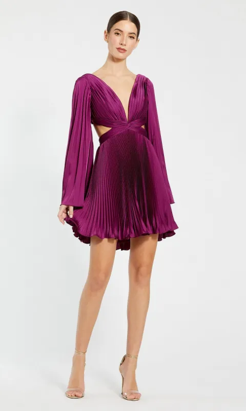 Mac Duggal Long Sleeve Pleated Short Party Dress 27379 sold by PromGirl