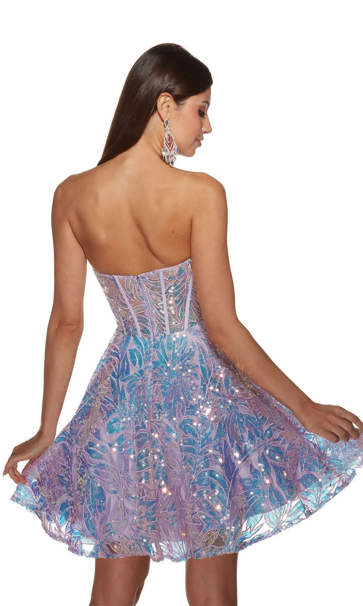 Alyce Strapless Short Lilac Sequin Hoco Dress 3779 sold by PromGirl product image thumbnail 2