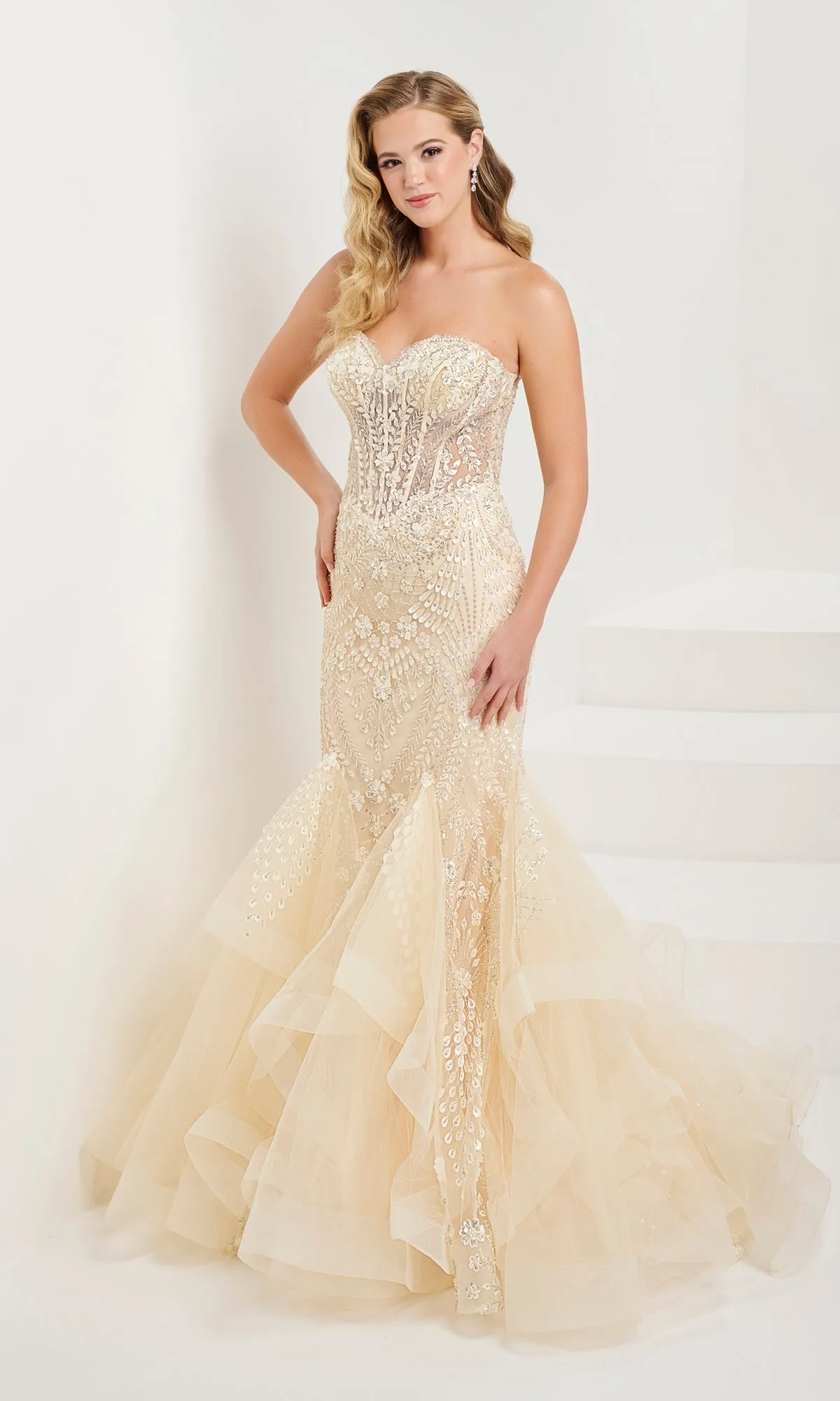 Tiffany Strapless Beaded Mermaid Prom Dress 16103 sold by PromGirl product image thumbnail 4