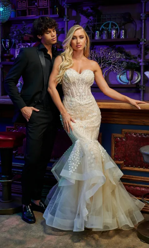 Tiffany Strapless Beaded Mermaid Prom Dress 16103 sold by PromGirl